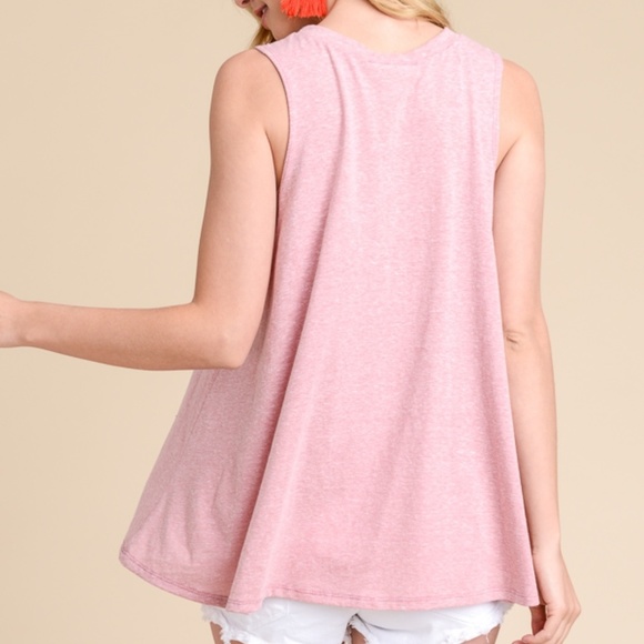 LAST Pink Sleeveless Choker Top - Picture 3 of 7